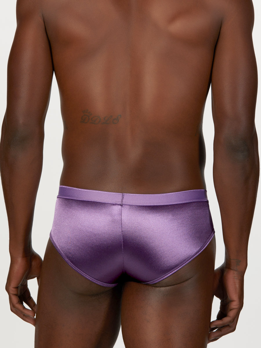 Men's purple satin briefs