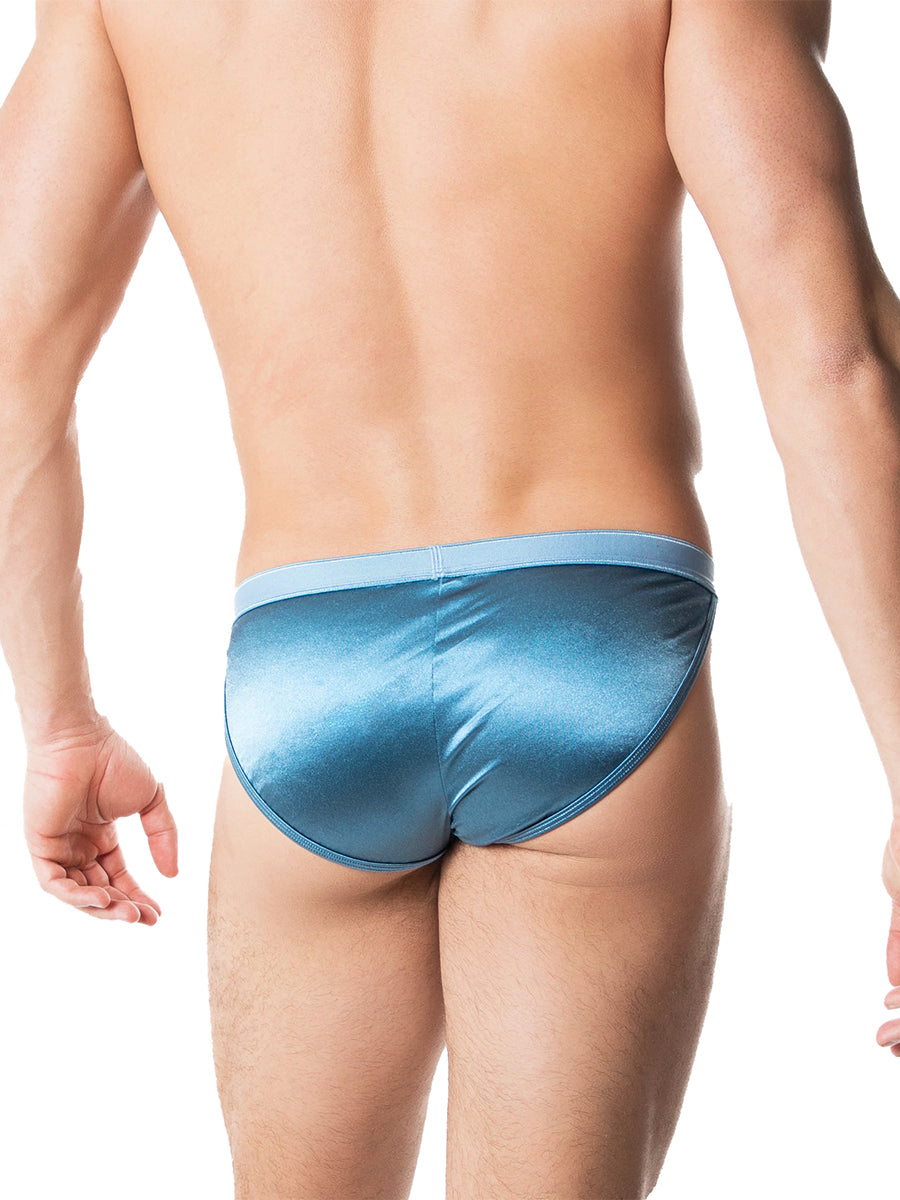 men's blue satin tanga underwear - Body Aware UK