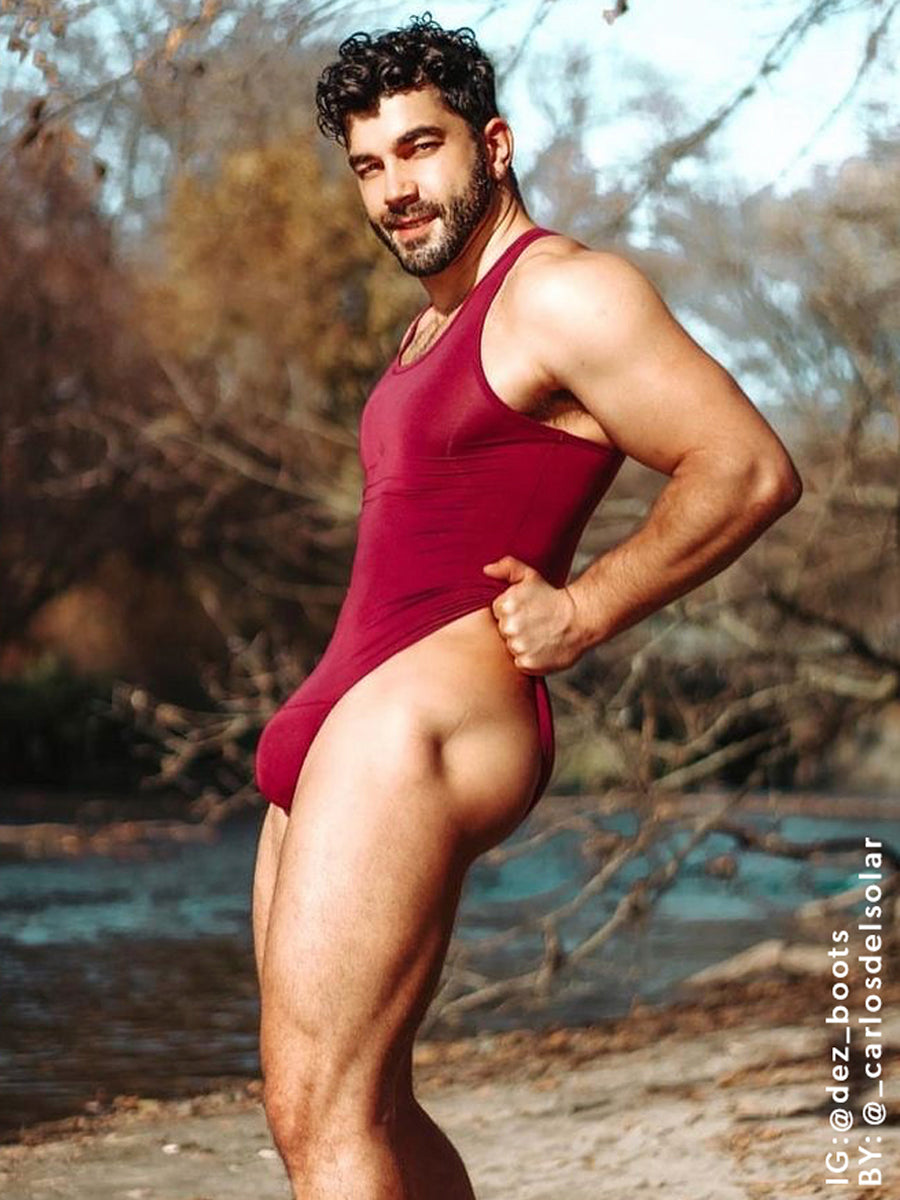 Men's red bodysuit