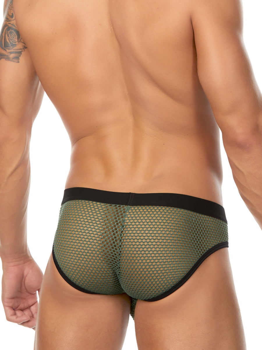 men's green fishnet briefs