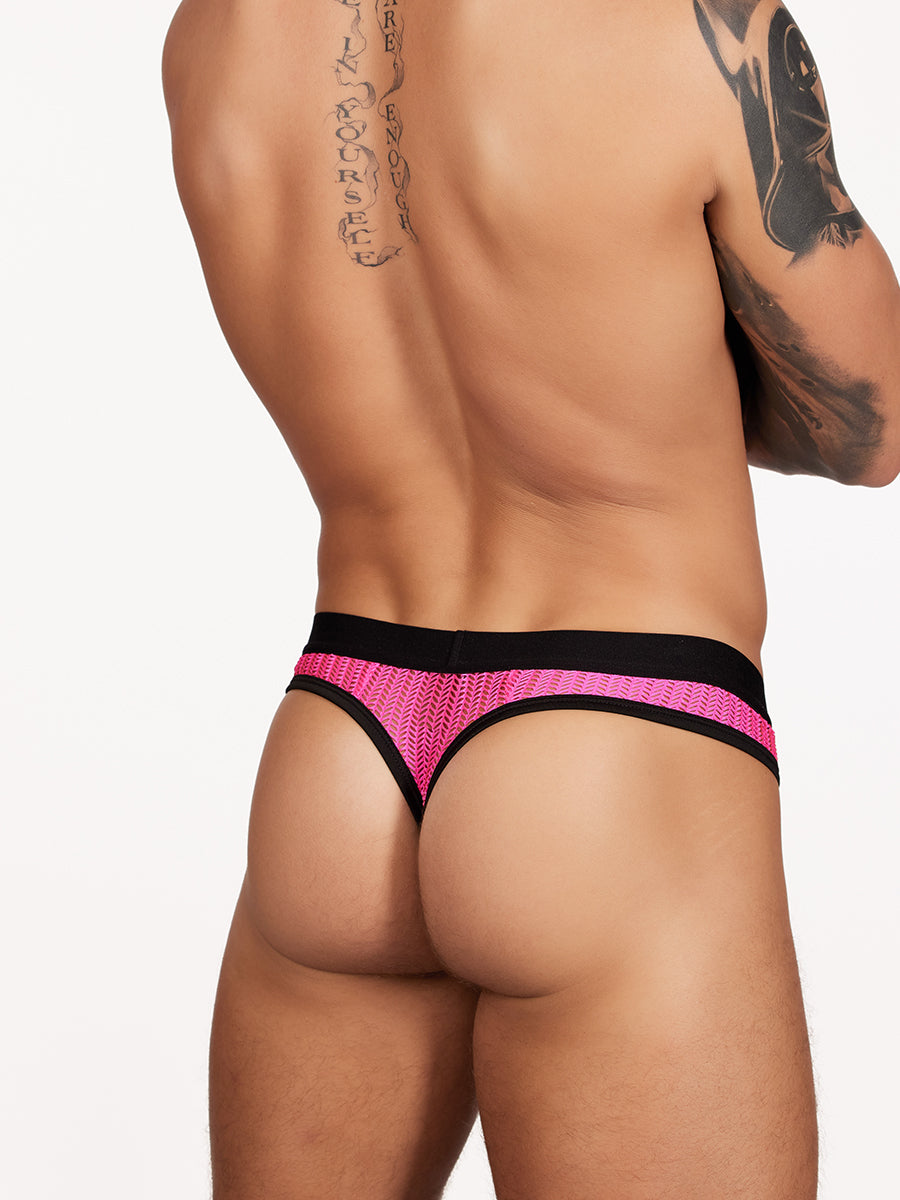 men's pink fishnet thong - Body Aware UK