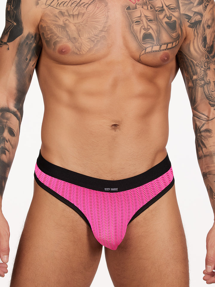men's pink fishnet thong - Body Aware UK