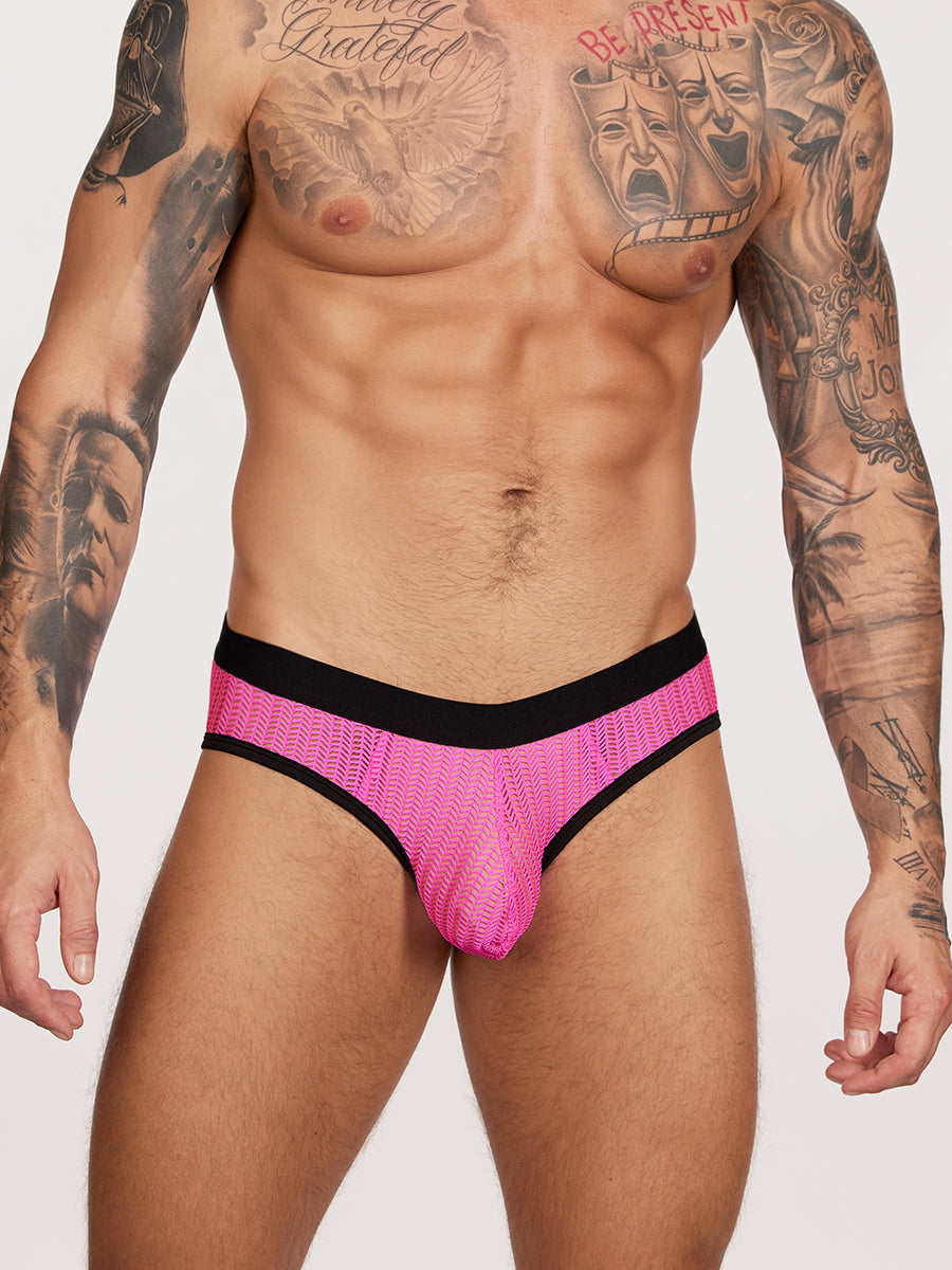 men's pink mesh briefs - Body Aware UK