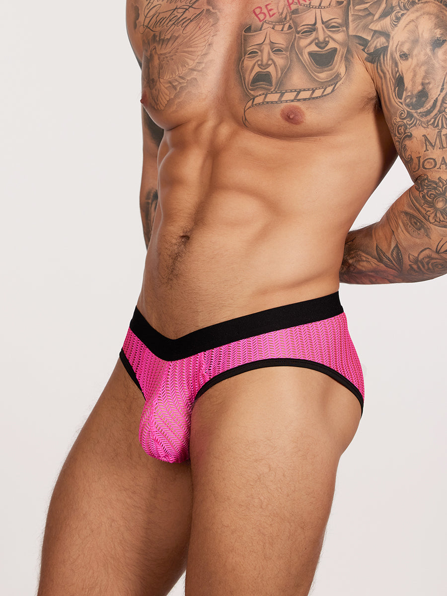 men's pink mesh briefs - Body Aware UK