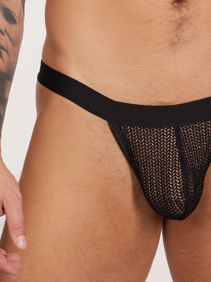 men's black mesh tanga - Body Aware UK