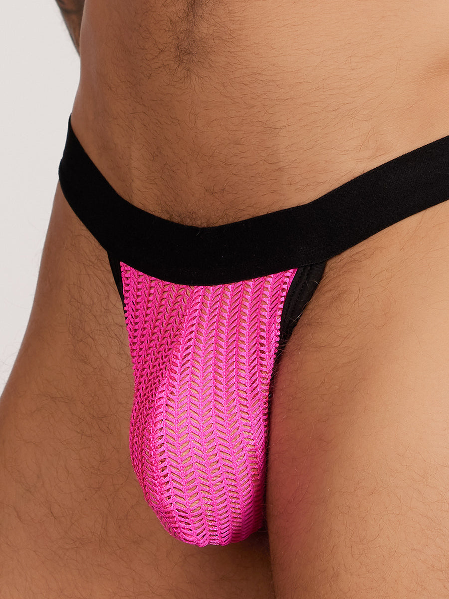 men's pink mesh thong - Body Aware UK