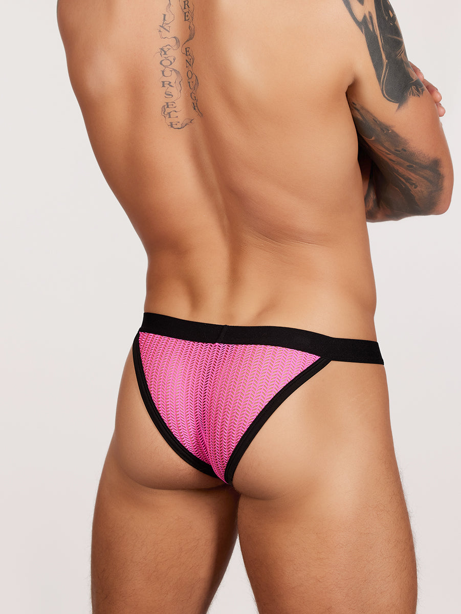 men's pink mesh tanga - Body Aware UK