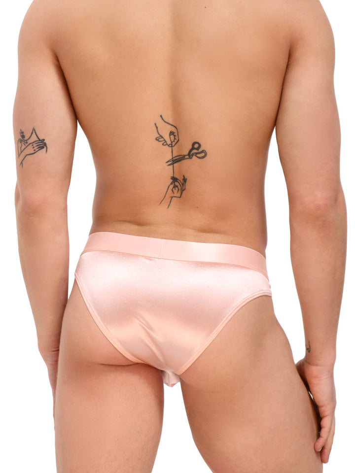 men's pink satin logo briefs - Body Aware UK