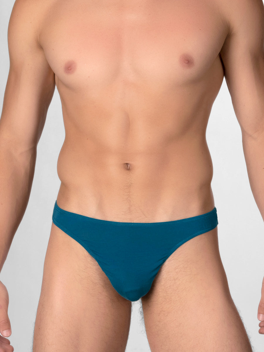 Men's teal sustainable thong