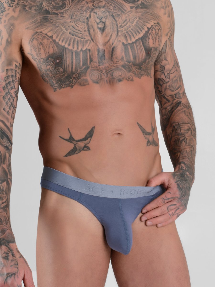 men's blue modal logo band thong underwear