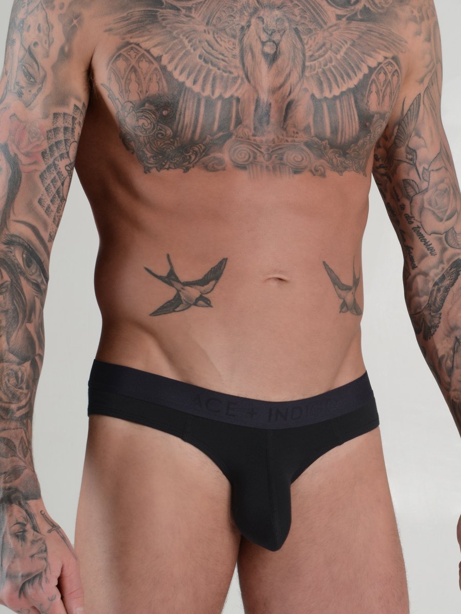 men's black modal logo band brazilian cut briefs