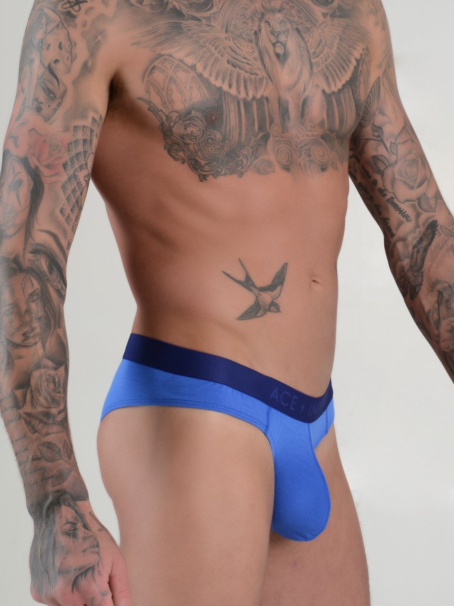 men's blue modal brazilian cut bikini briefs