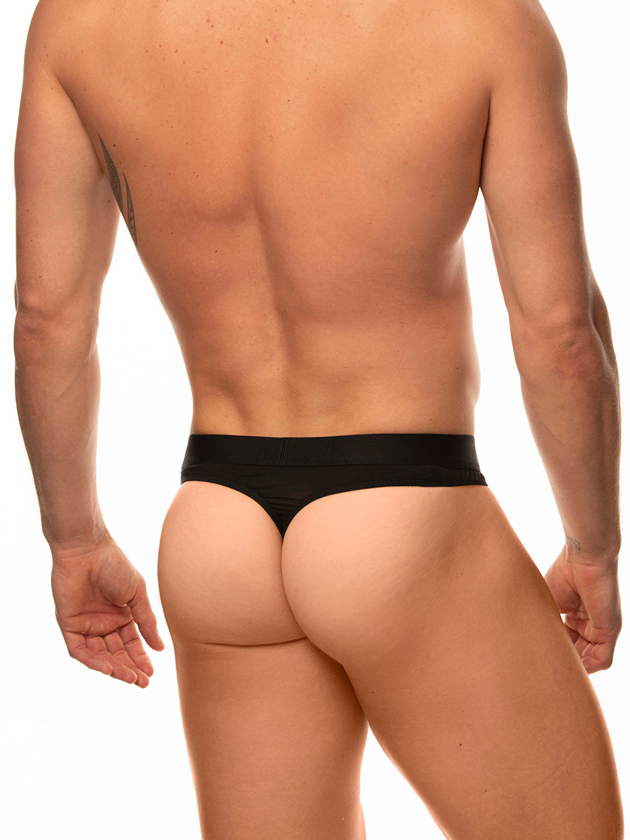 men's black modal logo band thong - Body Aware Ace + Indigo UK