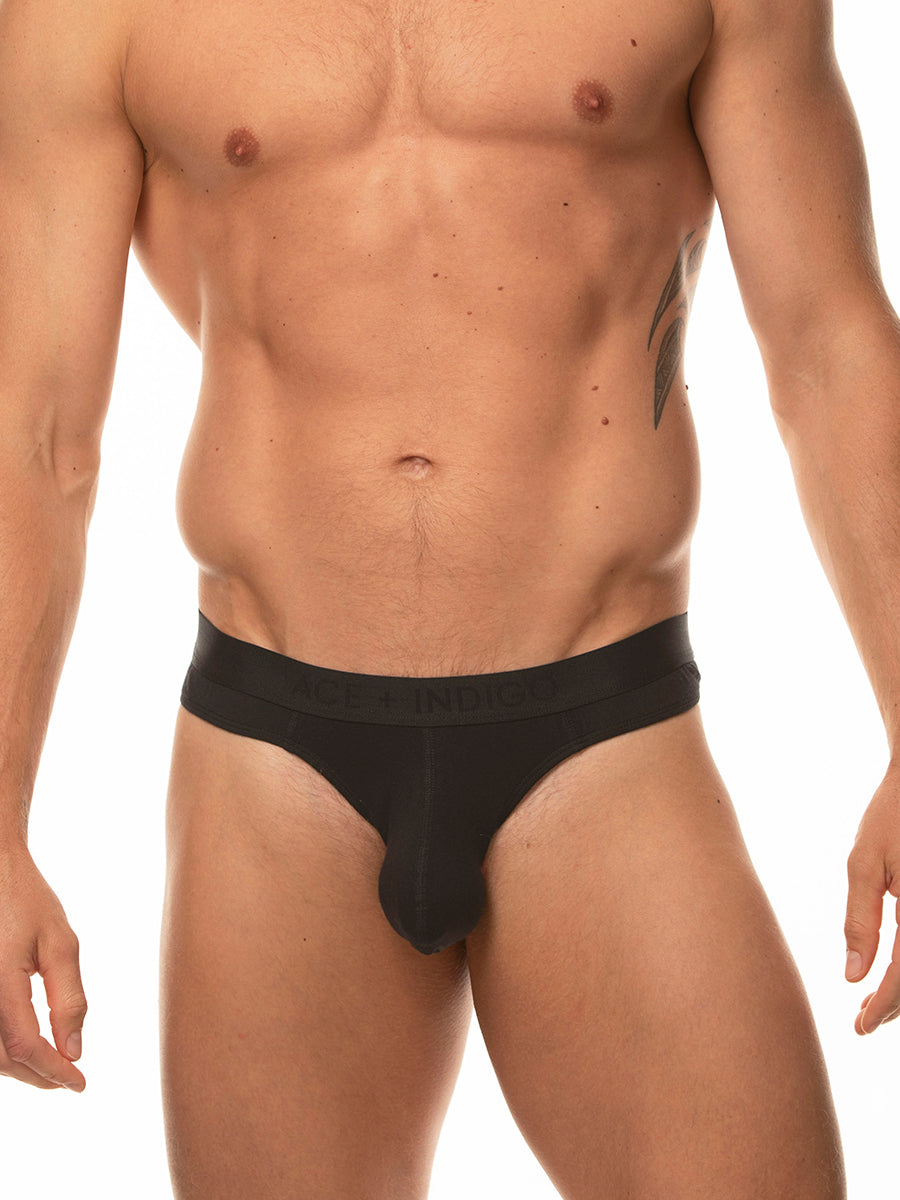 men's black modal logo band thong - Body Aware Ace + Indigo UK