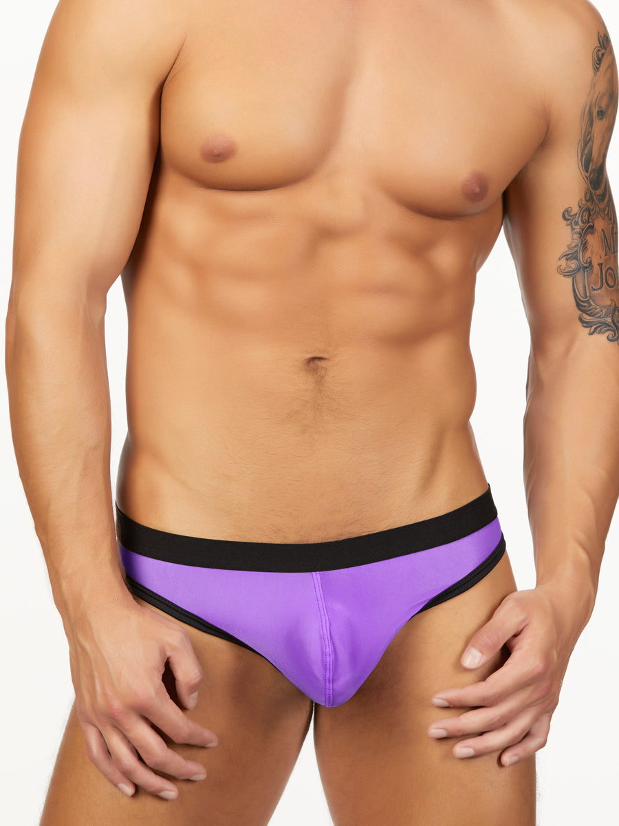 Men's purple sheer thong