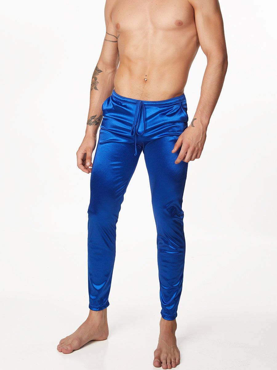 Men's Blue Satin Leggings