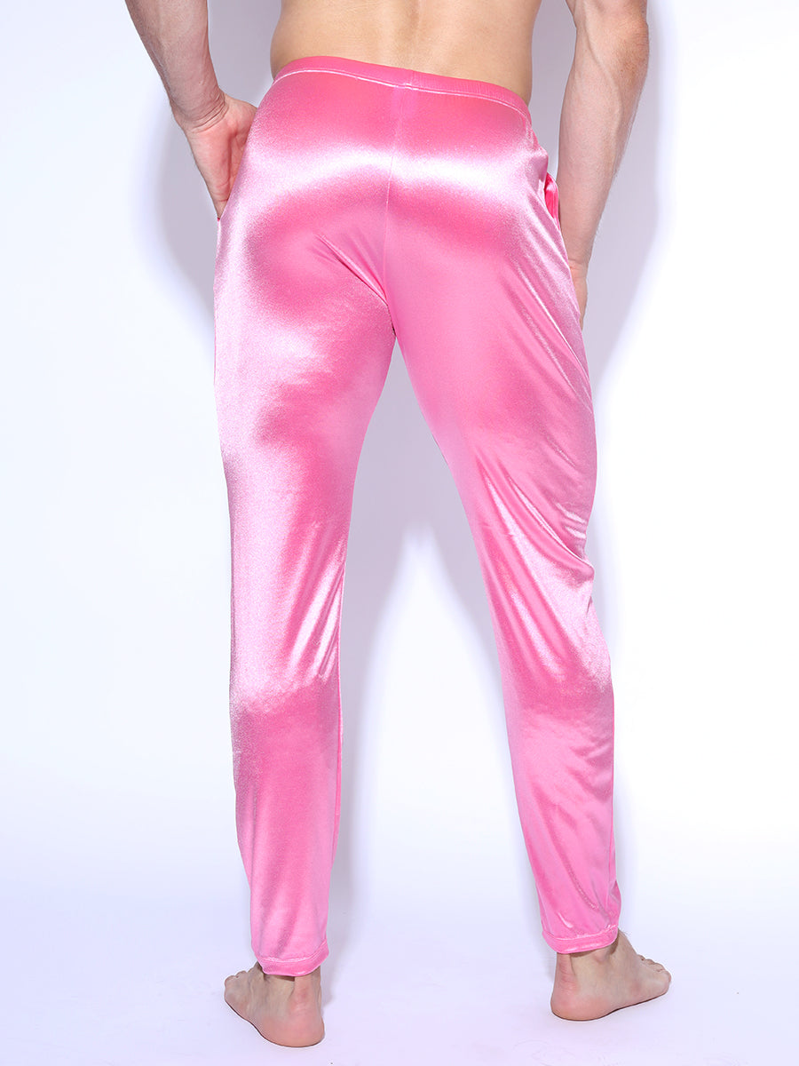 men's pink satin lounge pants - Body Aware UK
