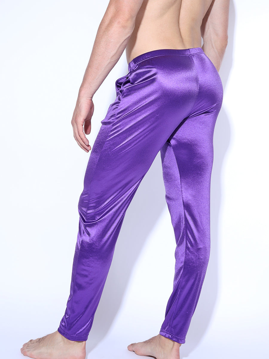 men's purple satin sleep pants - Body Aware UK