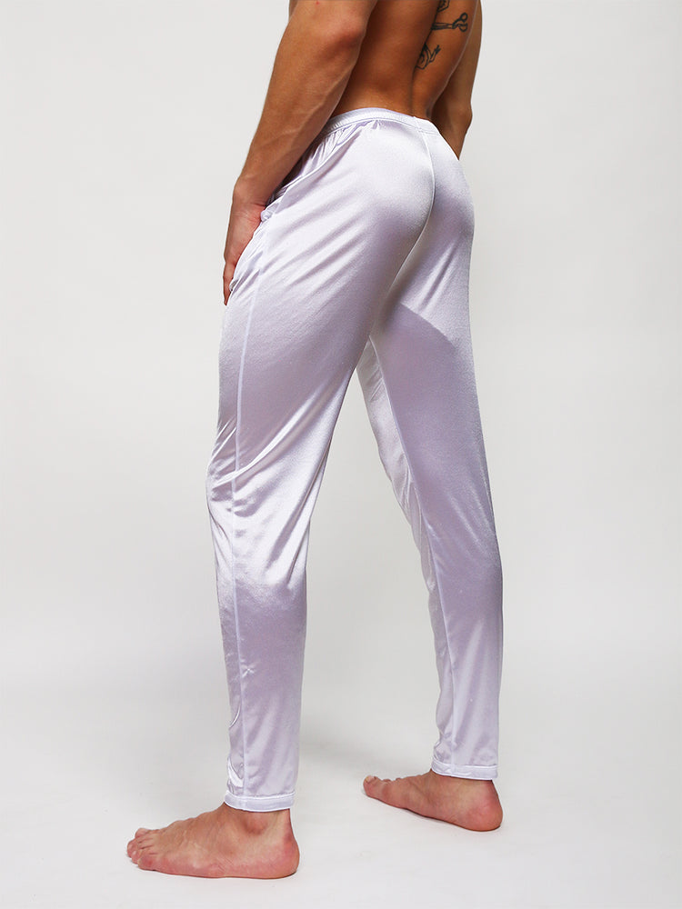 Men's White Satin Lounge Pants Satin Underwear For Men Body Aware UK