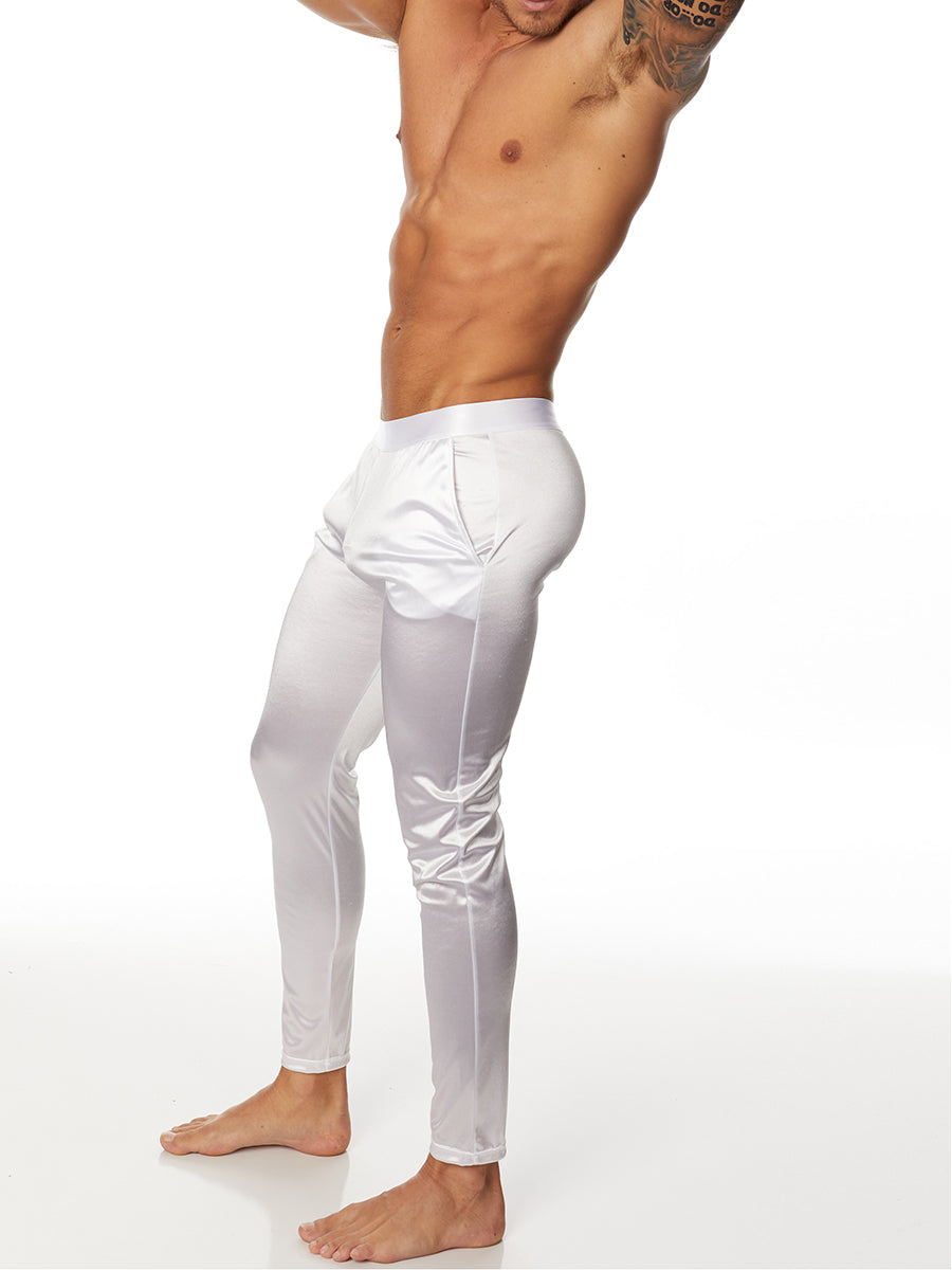 Men's white satin lounge pants