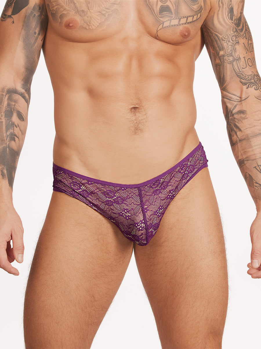 men's purple lace briefs - Body Aware UK