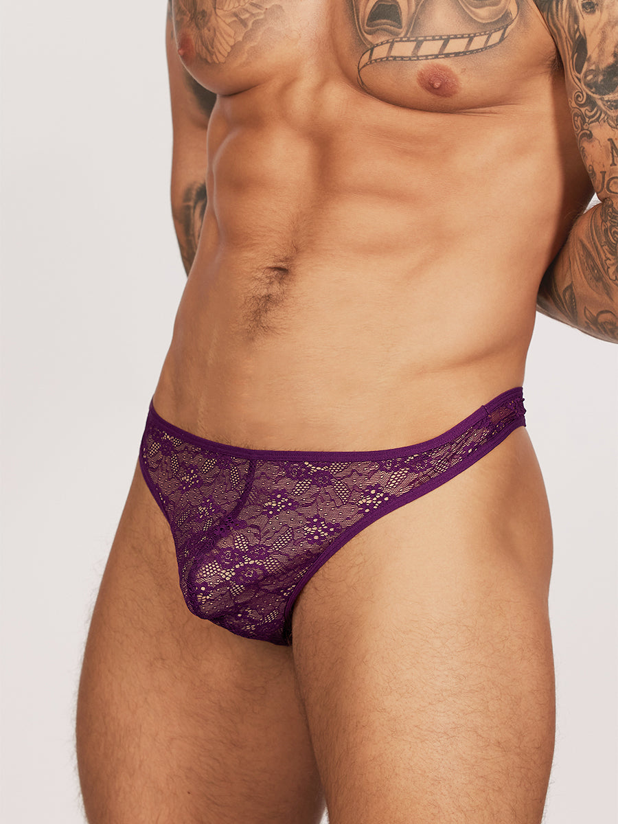 men's purple lace thong - Body Aware UK