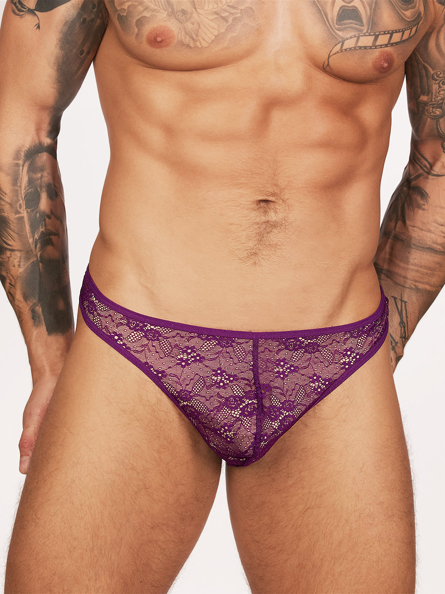 men's purple lace thong - Body Aware UK