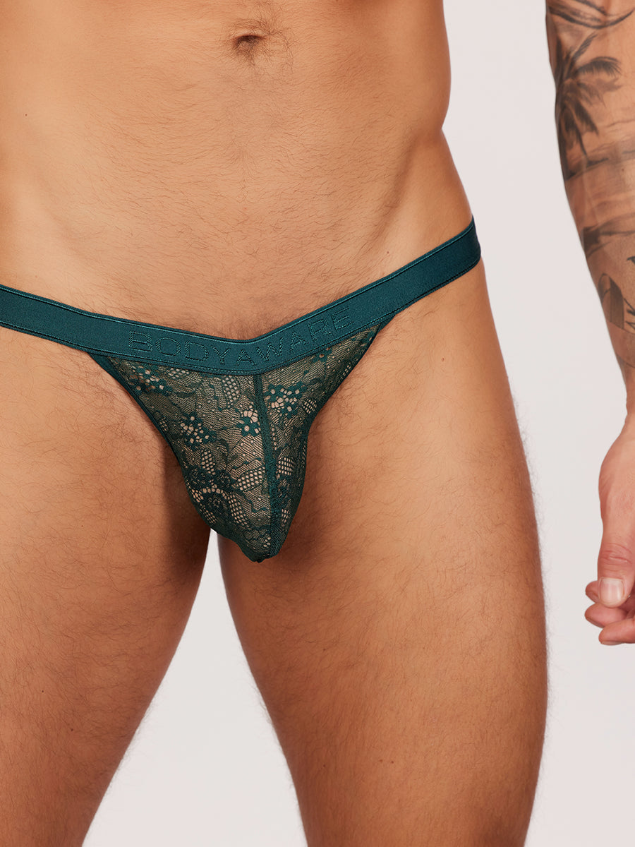 men's green lace tanga - Body Aware UK