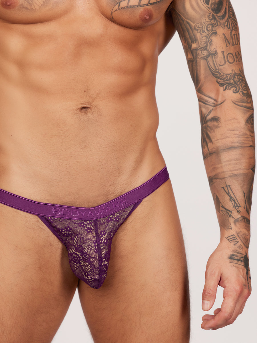 men's purple lace tanga - Body Aware UK