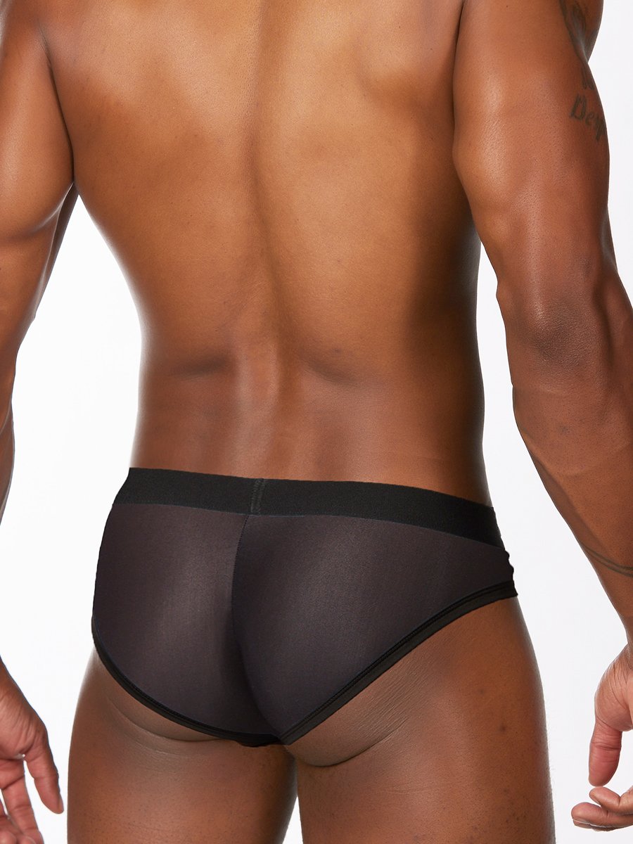 men's black mesh brief