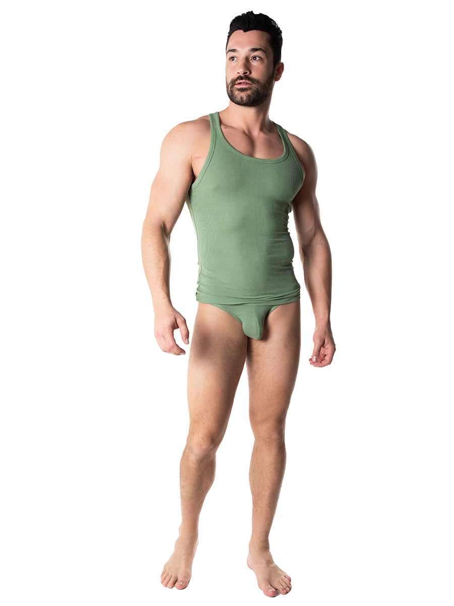 Men's green ribbed tank top - Body Aware UK