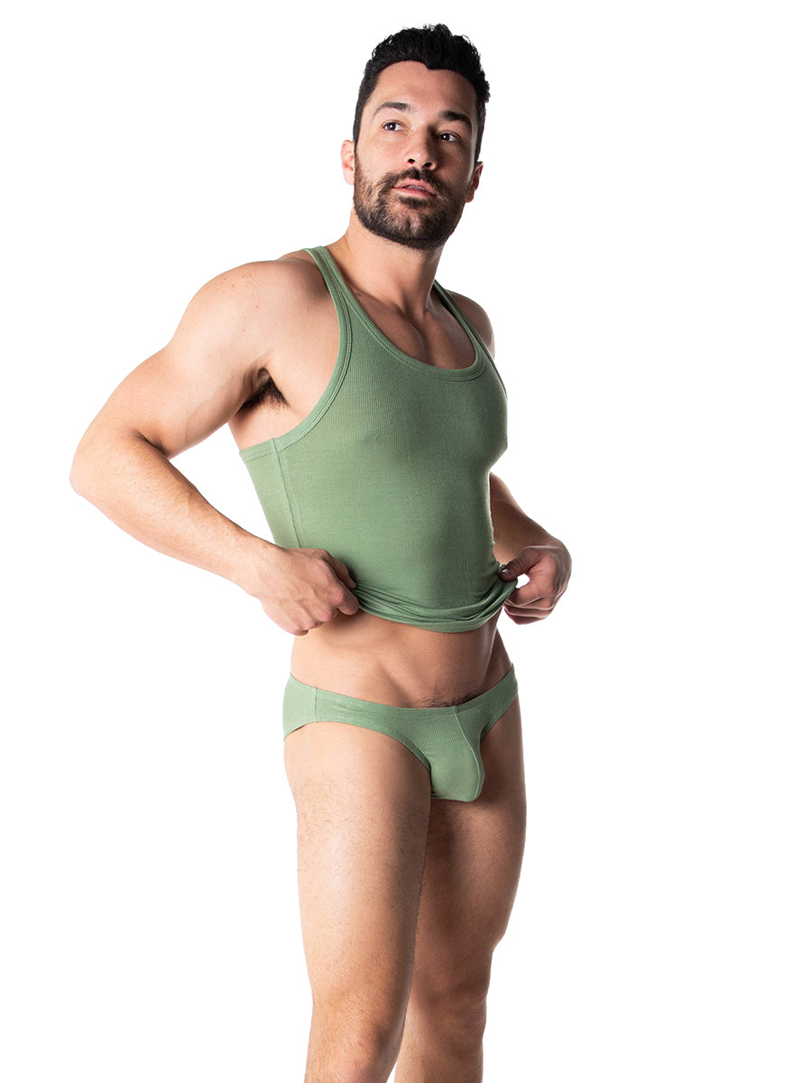 Men's green ribbed tank top - Body Aware UK