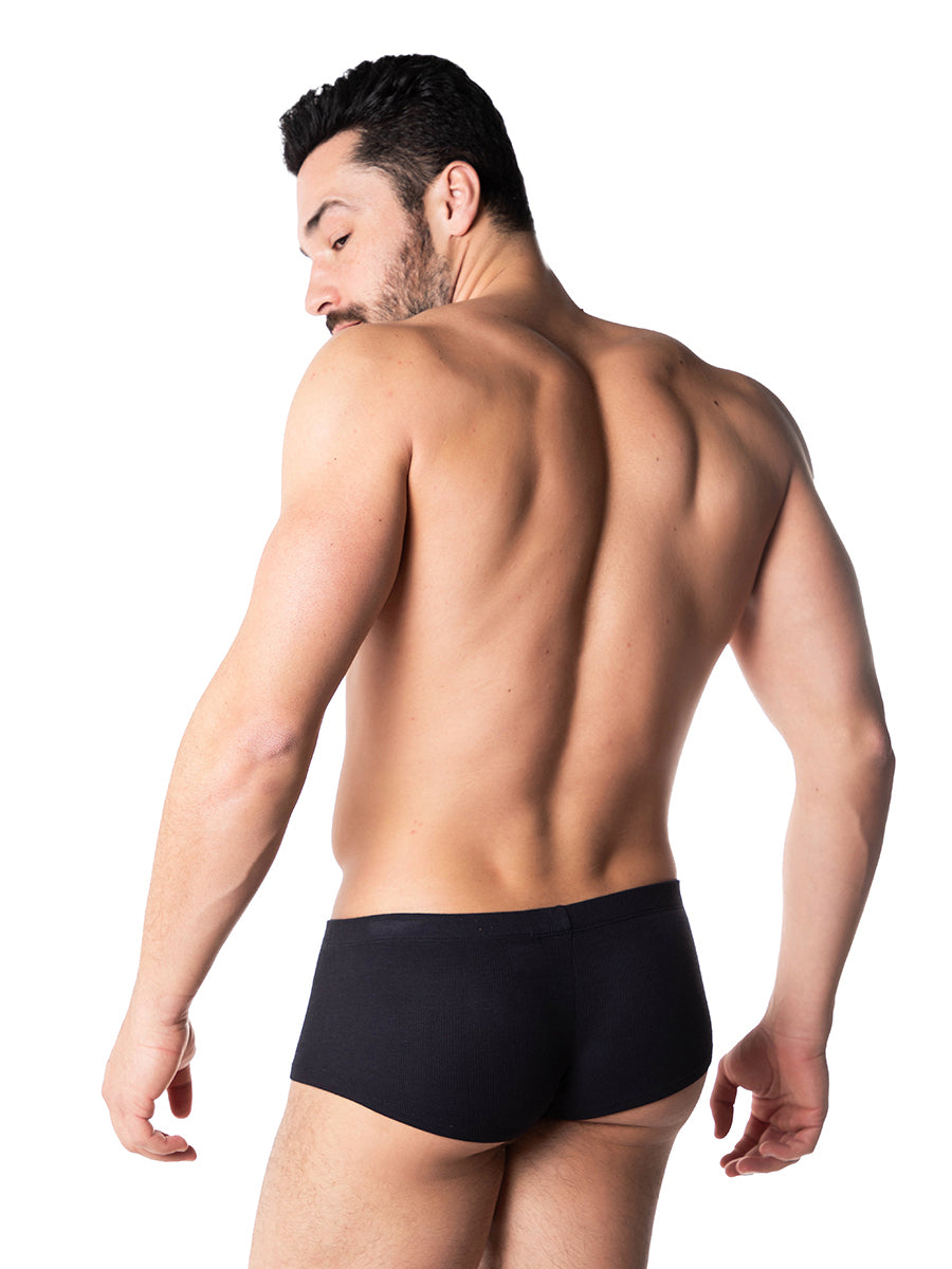 men's black ribbed boxer briefs - Body Aware UK
