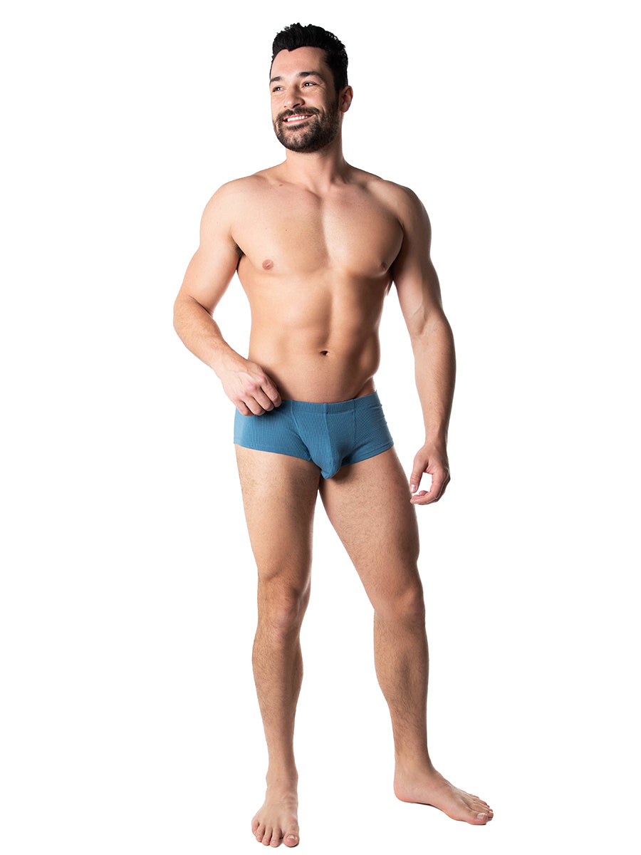 Men's blue ribbed boxer briefs - Body Aware UK