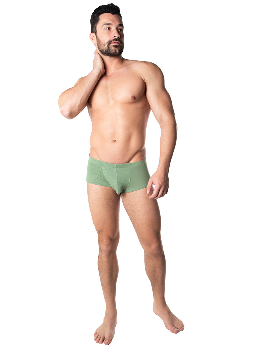 men's green ribbed boxer briefs - Body Aware UK