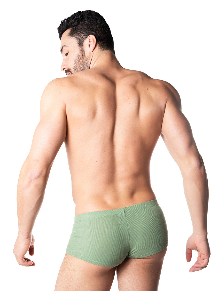 men's green ribbed boxer briefs - Body Aware UK