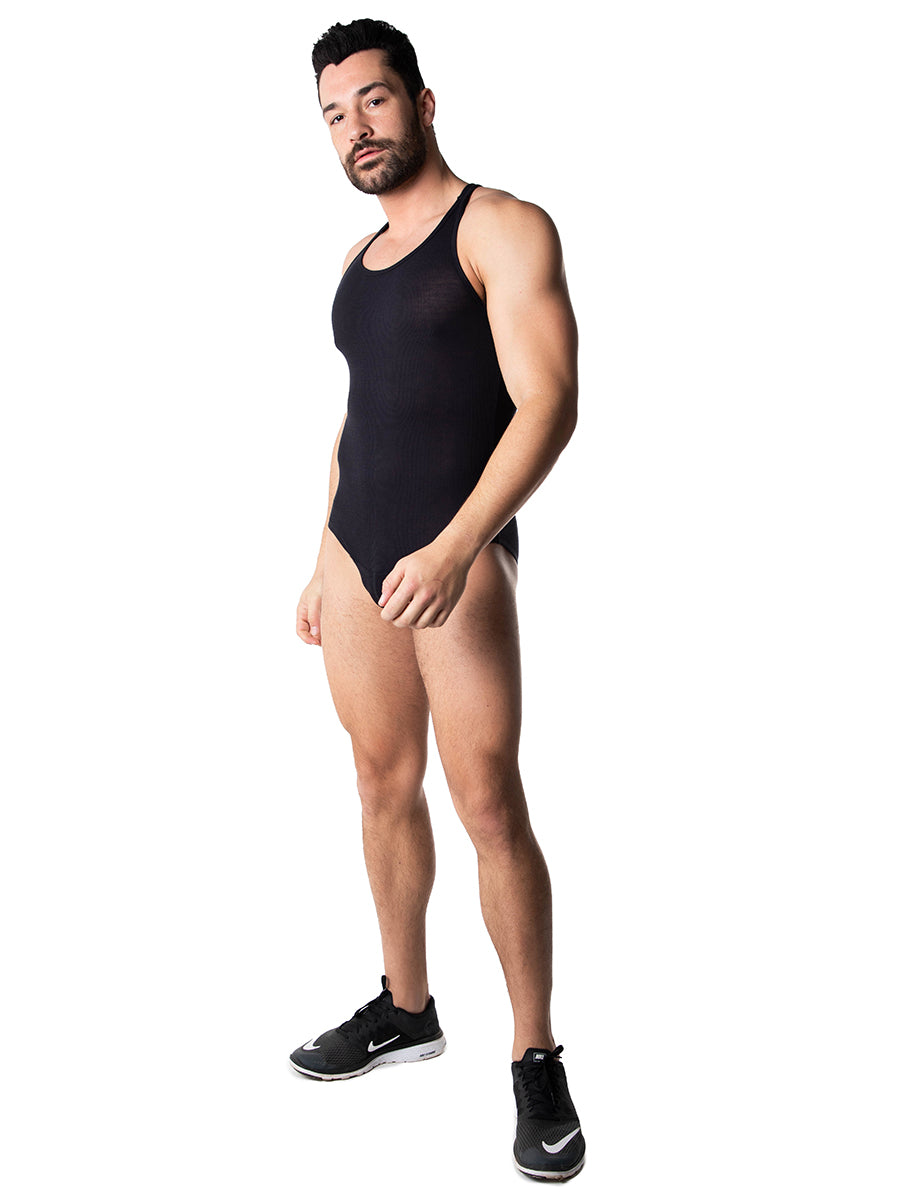 Men's black ribbed bodysuit - Body Aware UK