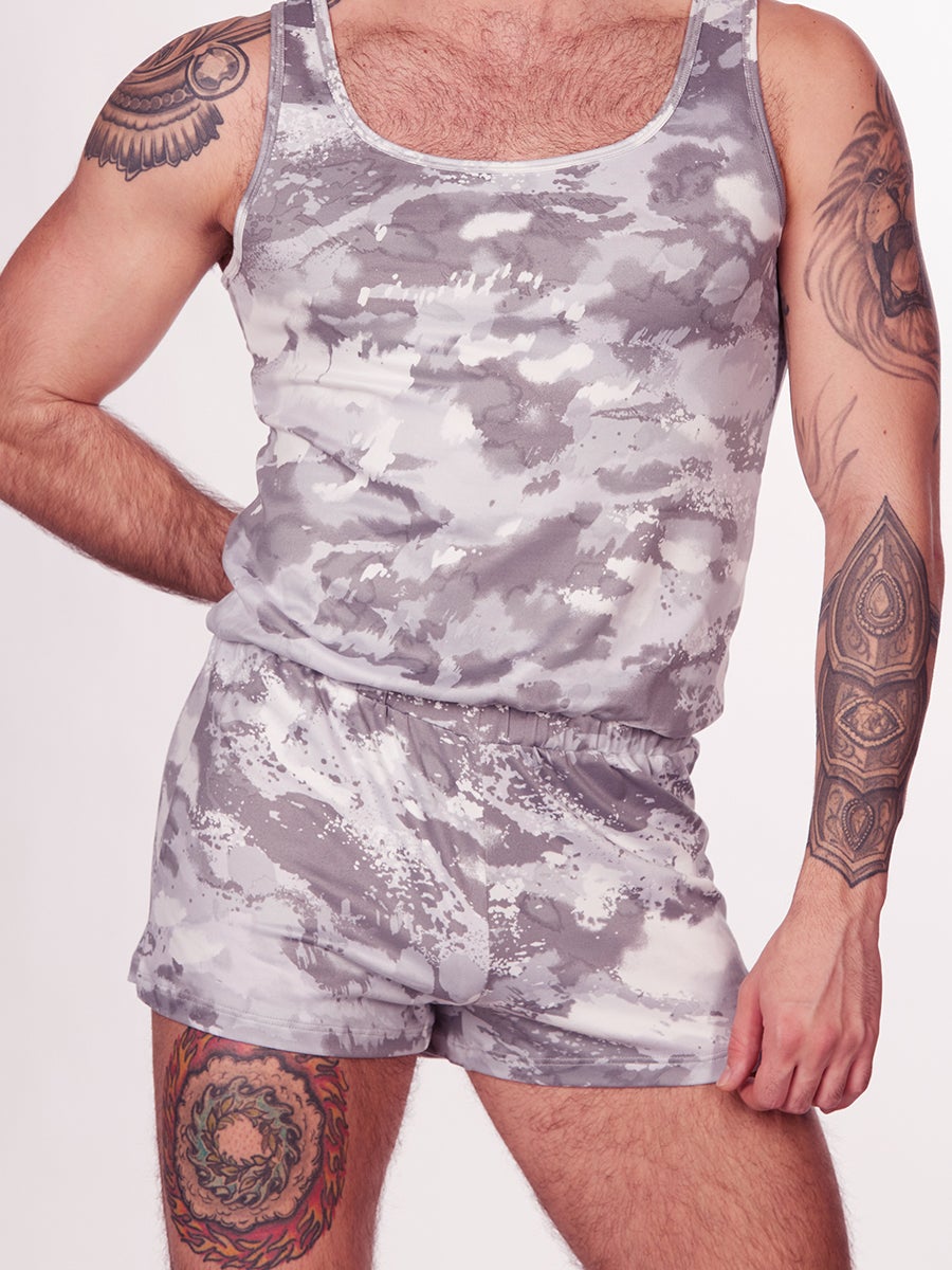 Mens Tye Die Grey Romper Bodysuit