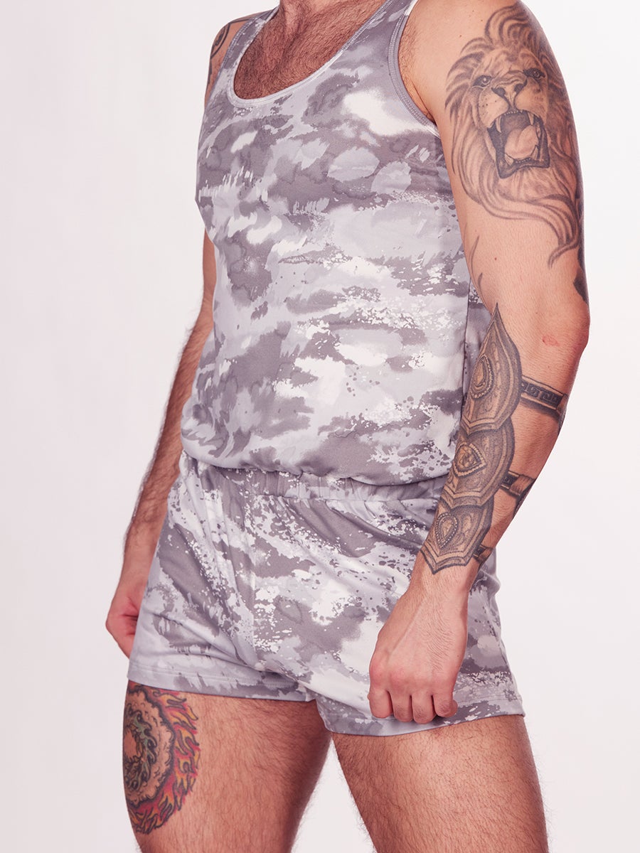 Mens Tye Die Grey Romper Bodysuit