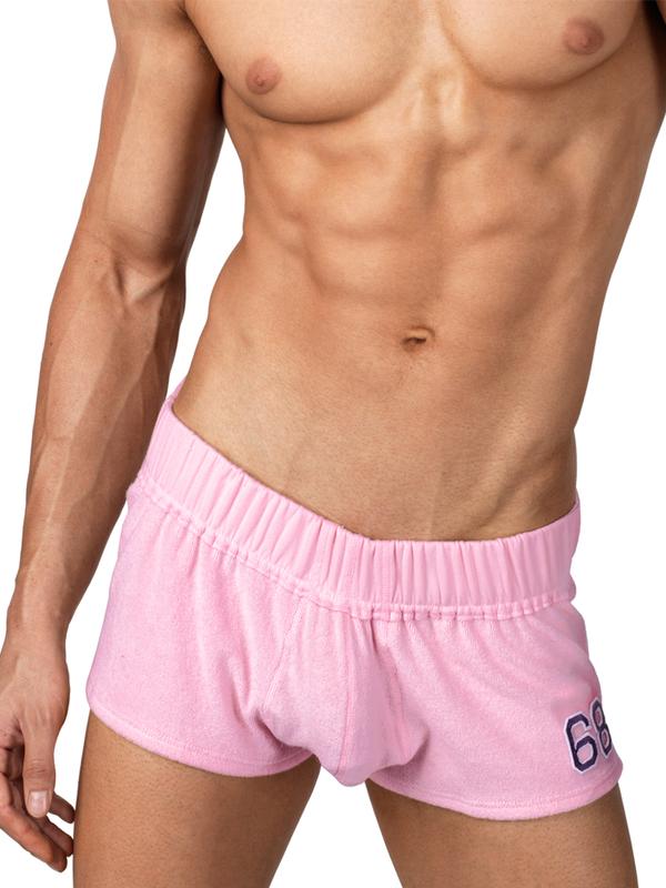 men's pink terry shorts
