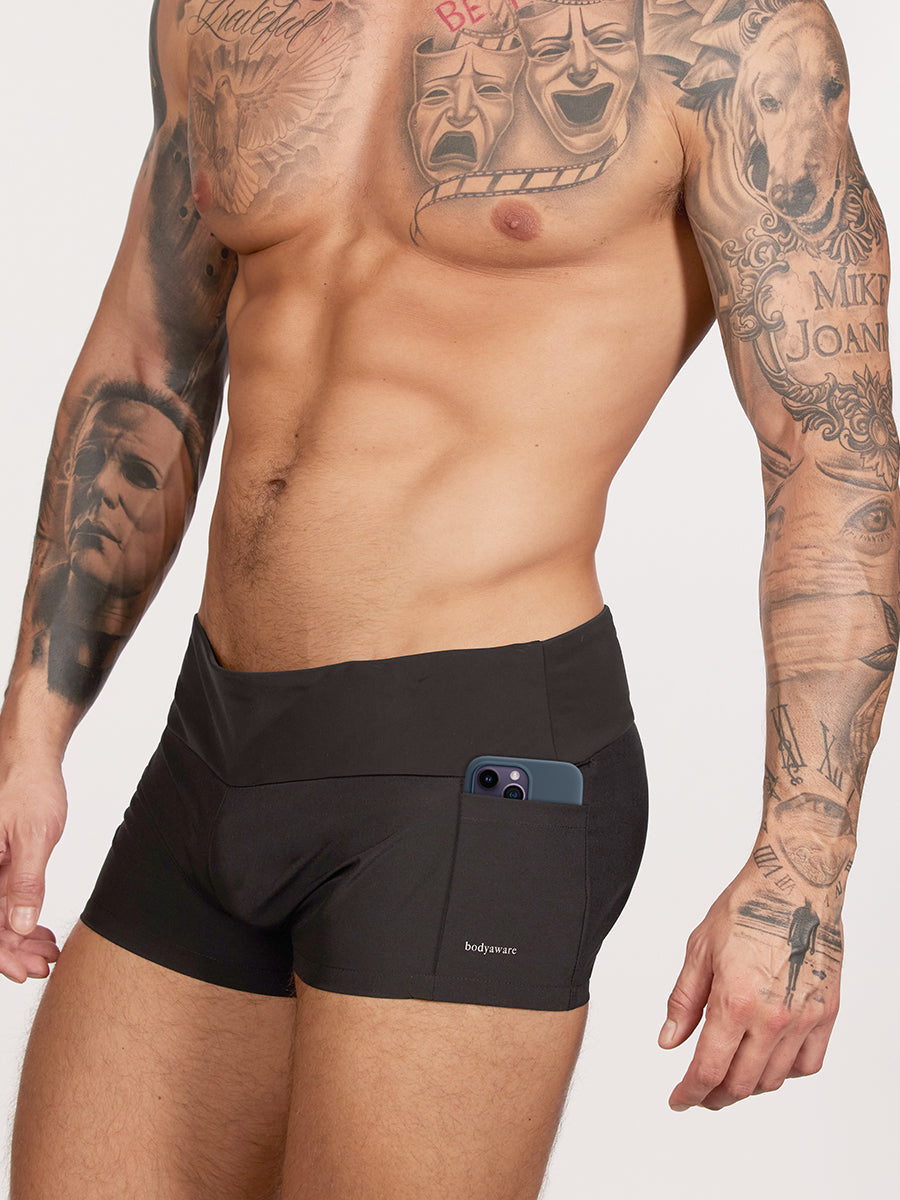 men's black yoga shorts - Body Aware UK