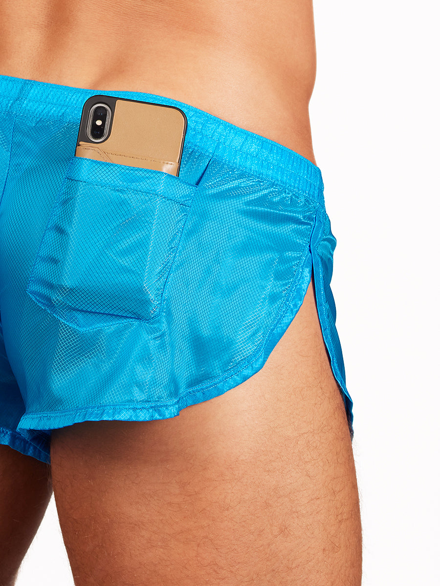 men's blue nylon track shorts - Body Aware UK