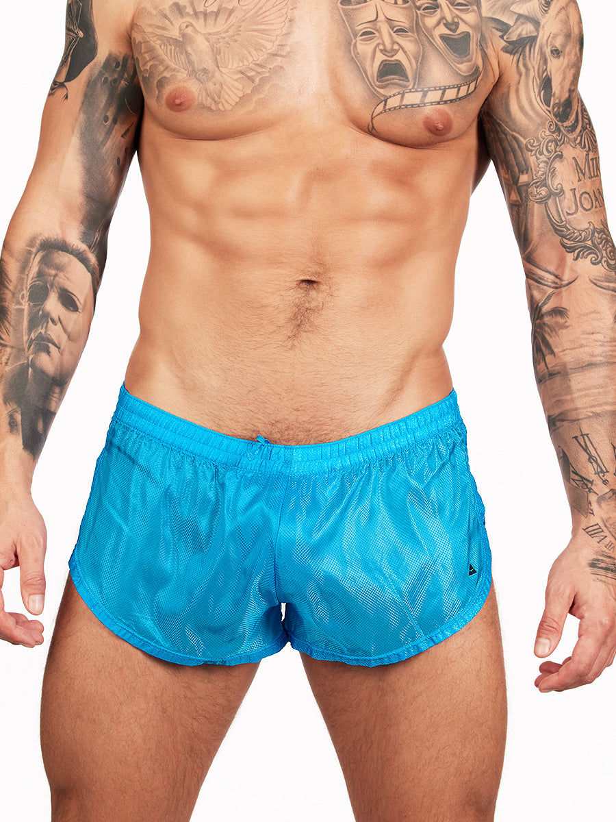 men's blue nylon track shorts - Body Aware UK