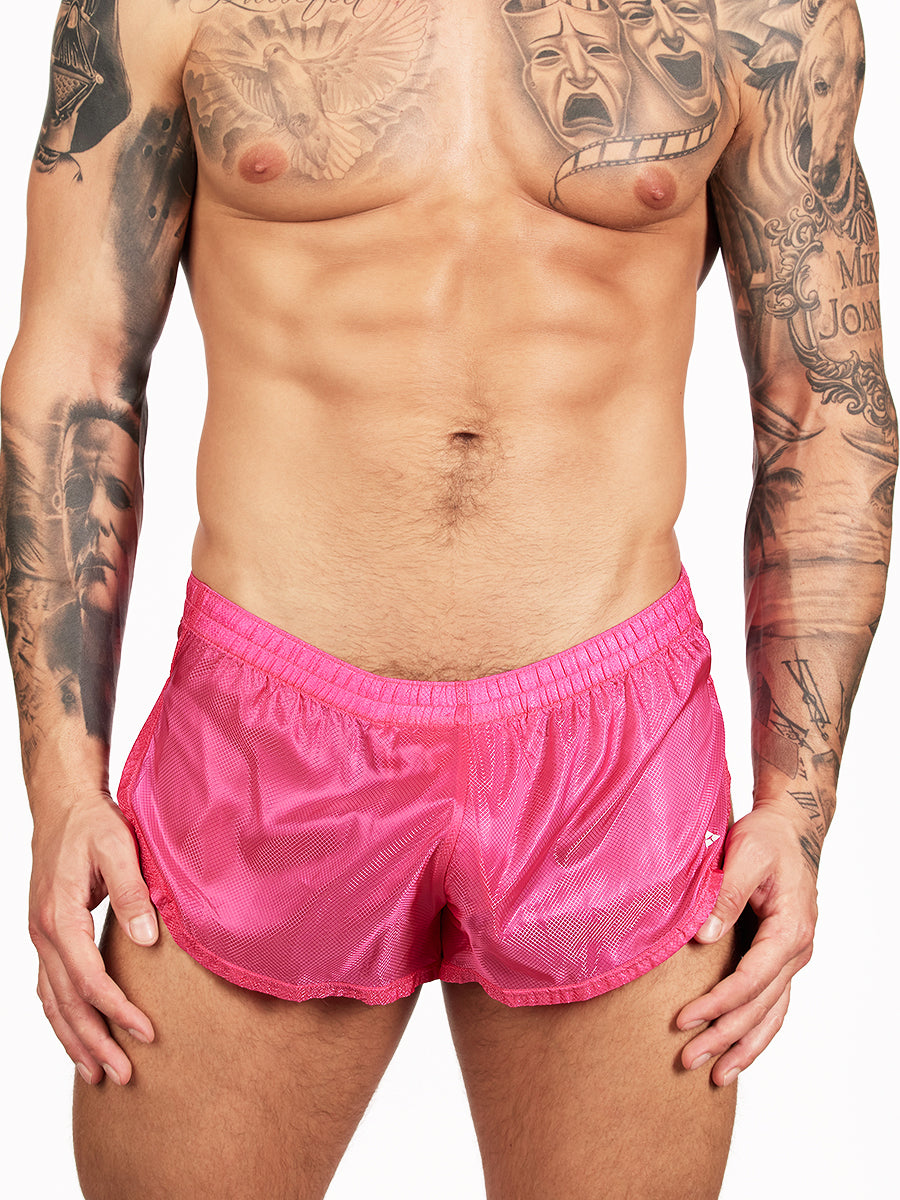 men's pink nylon shorts - Body Aware UK