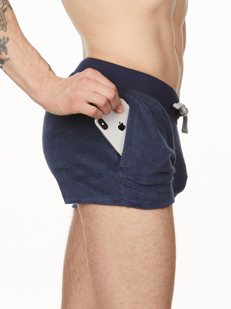 men's navy blue sweat shorts