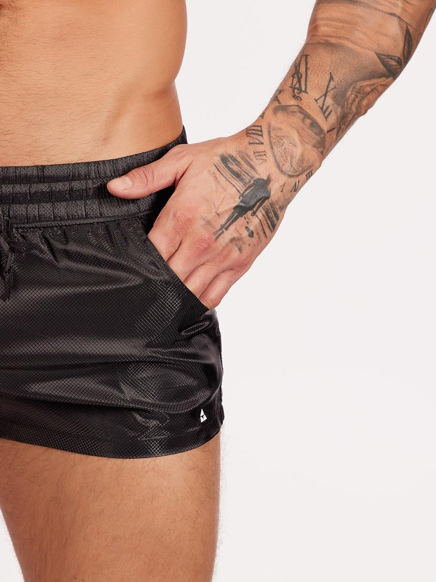 men's black nylon gym shorts - Body Aware UK