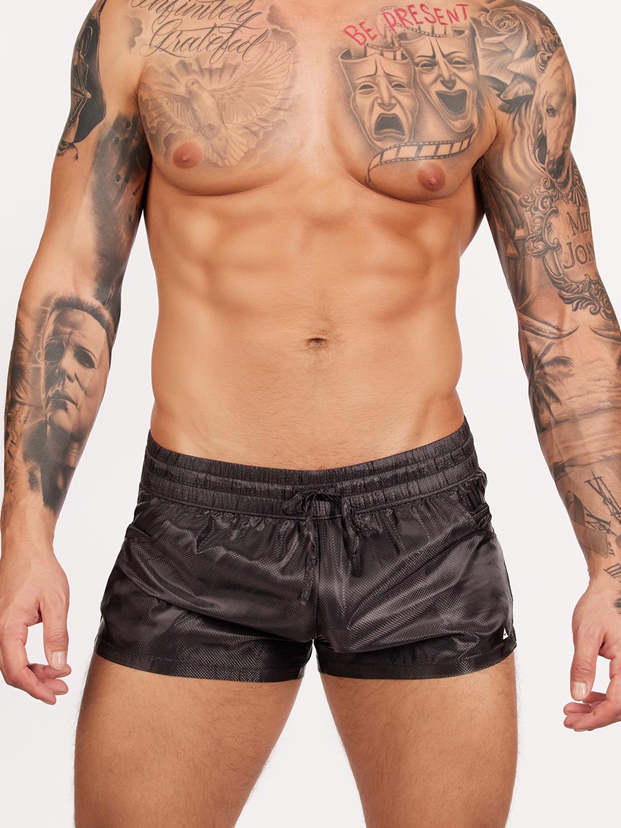 men's black nylon gym shorts - Body Aware UK