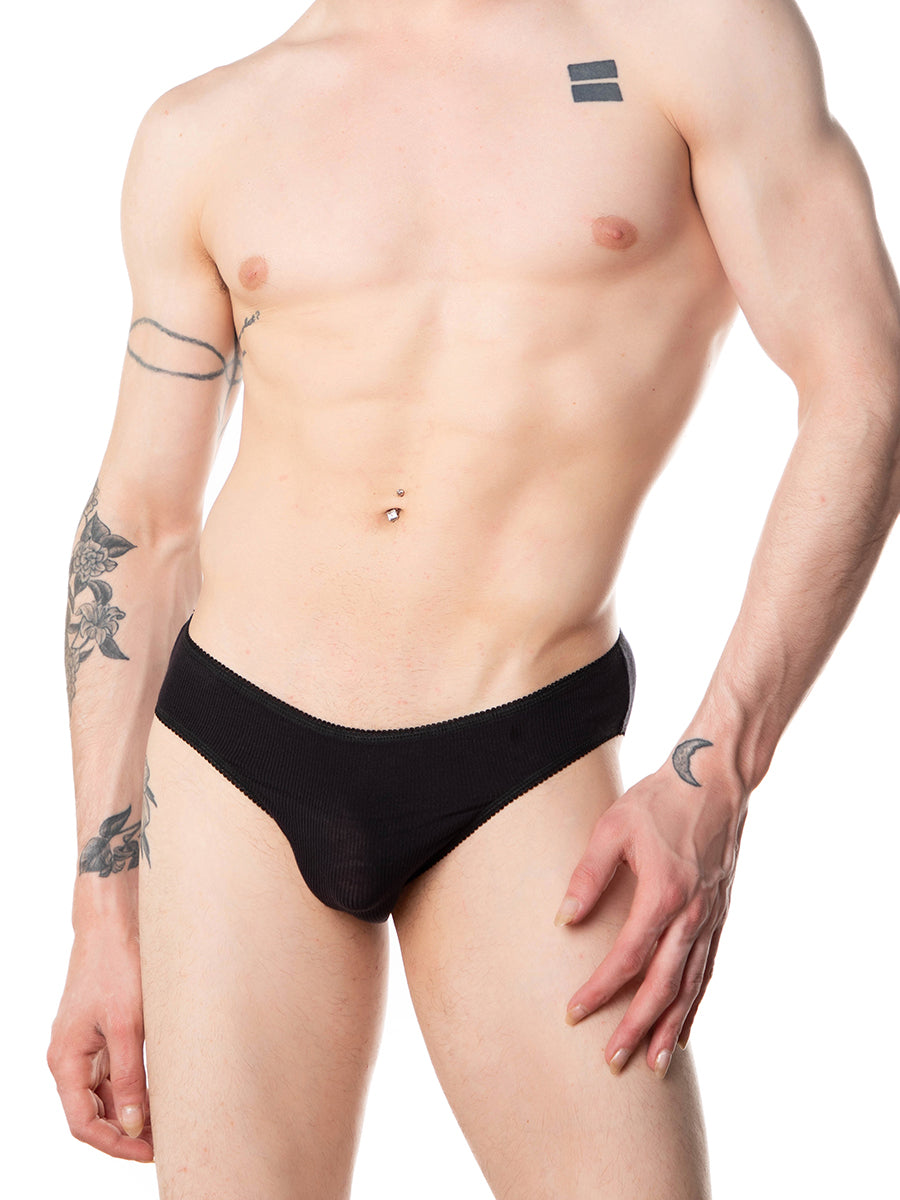 men's black ribbed picot panties - XDress