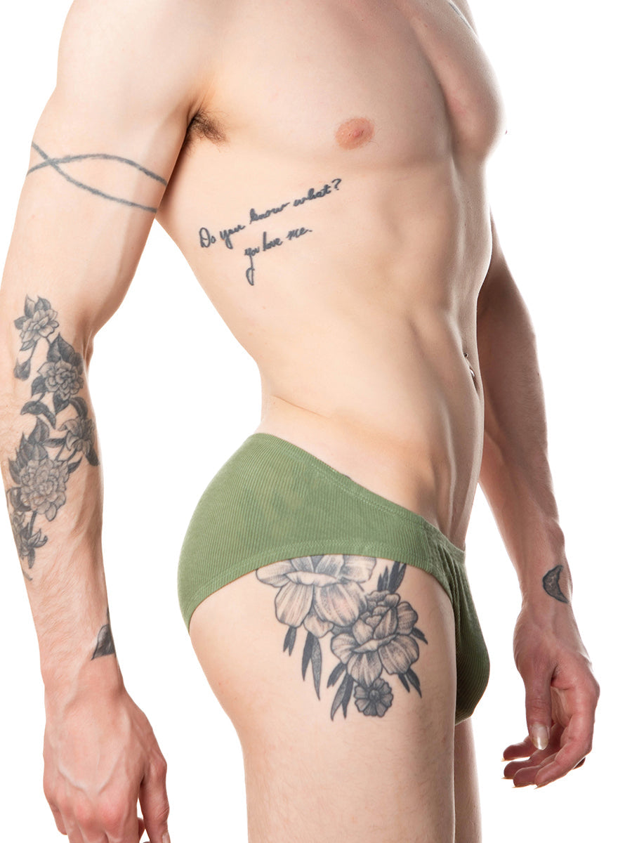 men's green ribbed bikini panties - XDress UK