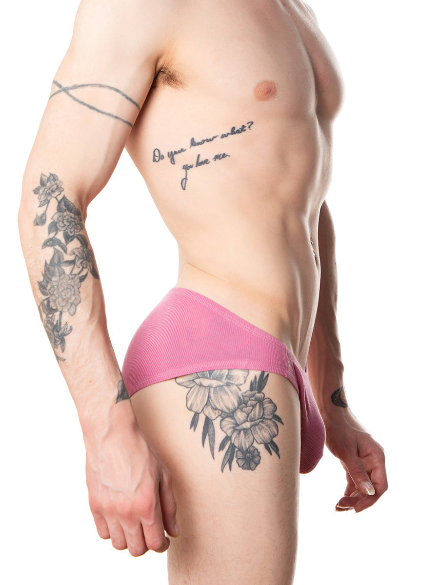 men's pink ribbed bikini panties - XDress UK